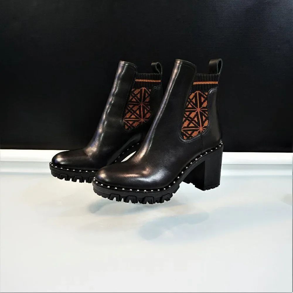 Antonio Melani Chunky Lug Sole Booties 20th Anniversary Collection Mikee Logo